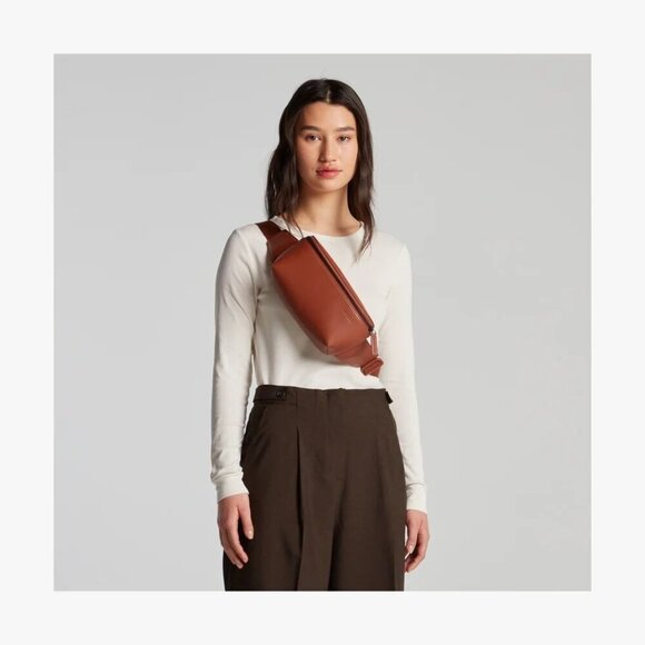 Monos Metro Sling Crossbody Bag in Mahogany Brown Vegan Leather - Picture 1 of 8